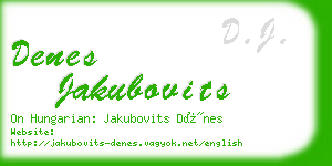 denes jakubovits business card